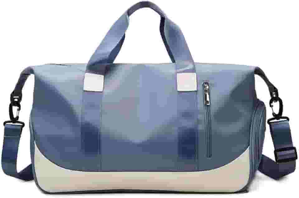 Bolsa de viagem portátil bolsa de bagagem de viagem de curta distância de grande capacidade leve separação seca e molhada bolsa de fitness esportiva impermeável (azul)