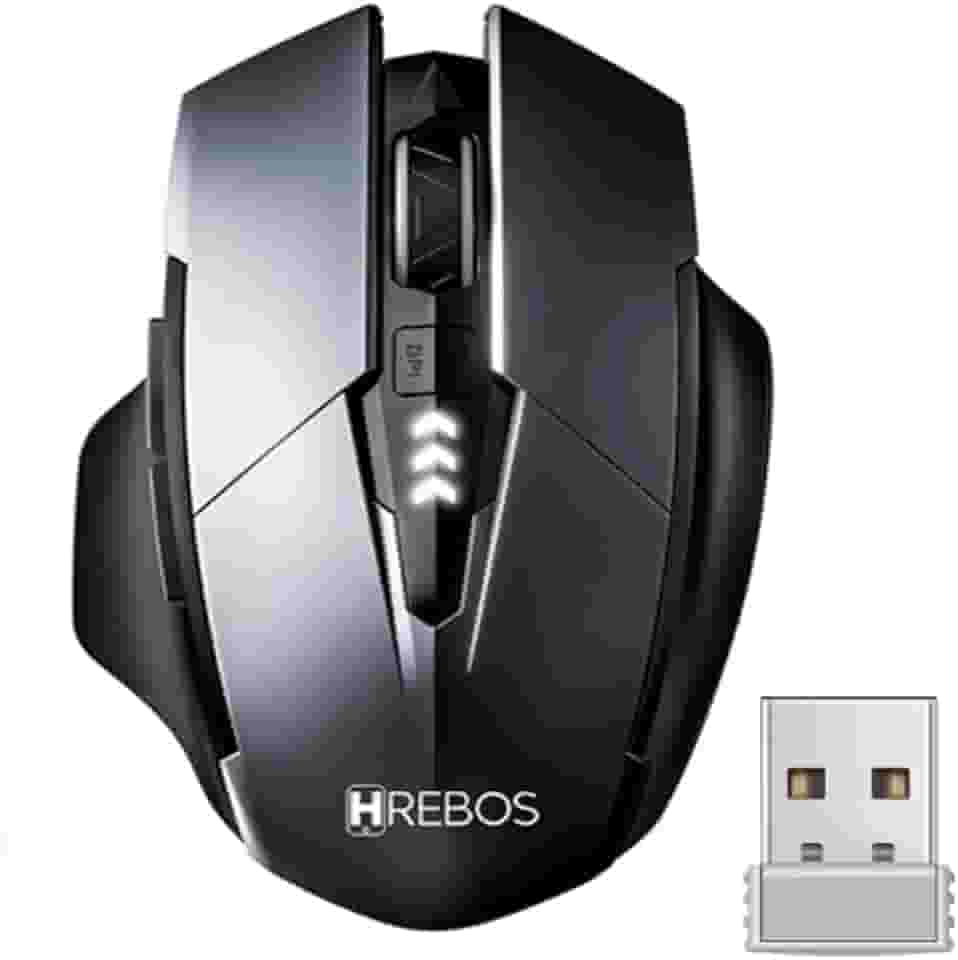 Mouse Gamer Sem Fio Recarregável Easy Gaming – 1600 DPI Ajustável, Cliques Silenciosos, Design Ergonômico, USB 2.4GHz, Óptico Preciso, Bateria de Longa Duração para Jogos e Escritório