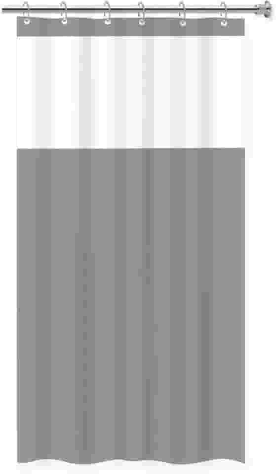 Cortina para Box de Banheiro em PVC com Visor 1,38m x 1,98m Impermeável Antimofo (Cinza)