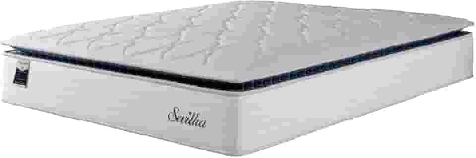 Colchão Casal Molas Ensacadas Com Pillow Sevilha Branco/Cinza Hellen – Suporta Até 150 Kg Por Pessoa (Queen)