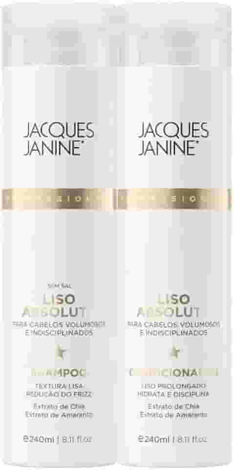 Kit Jacques Janine Liso Absoluto Shampoo e Condicionador Desembaraçante Anti Frizz Liso Prolongado 240ml