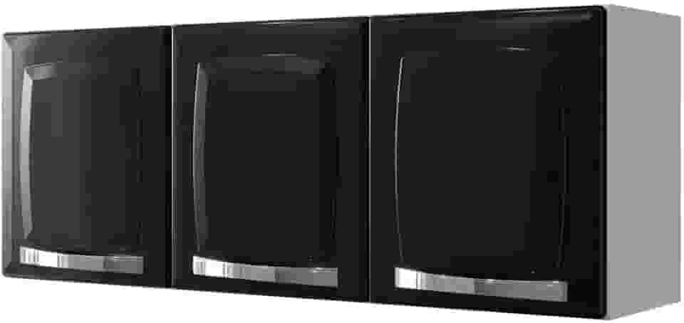 Armário Aereo de cozinha Itatiaia Rose com 3 portas cor Preto - Arm-105