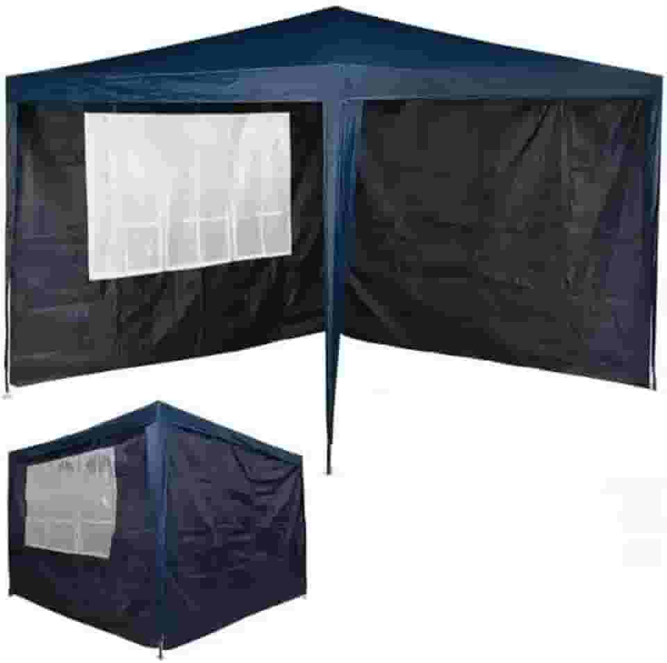"Tenda de Camping com Parede Lateral 3x3m – 2 lados com fechos laterais em azul Oxford, ，Impermeável, Reforçada e Portátil para Churrasco, Eventos e Praia"