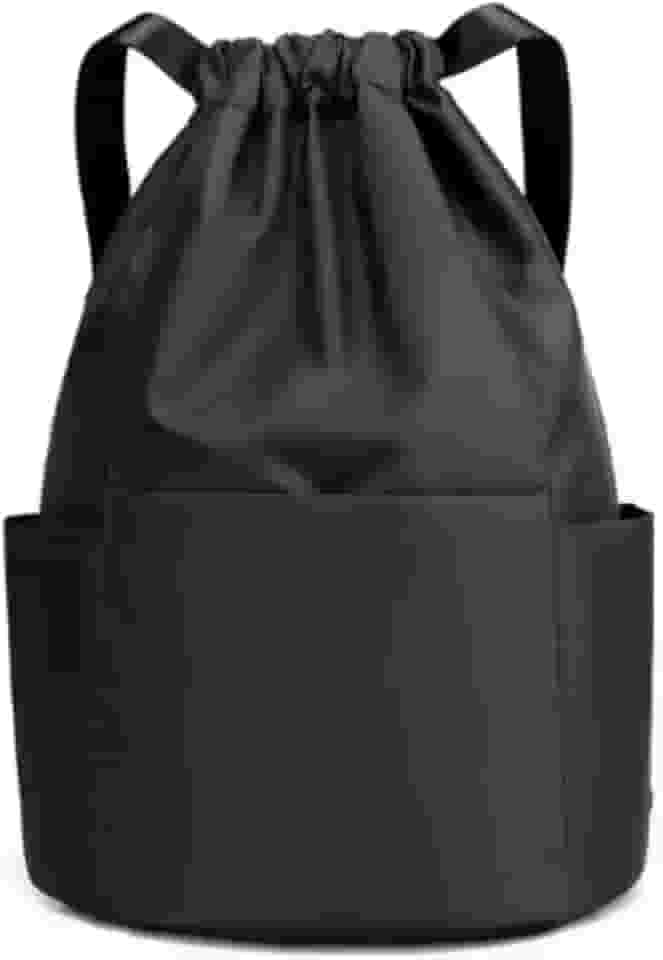 Mochila Saco Fechamento Em Cordão Mochila Academia Sacola Resistente À água Alça Ajustável Com Compartimento Marca Appari (Preto)