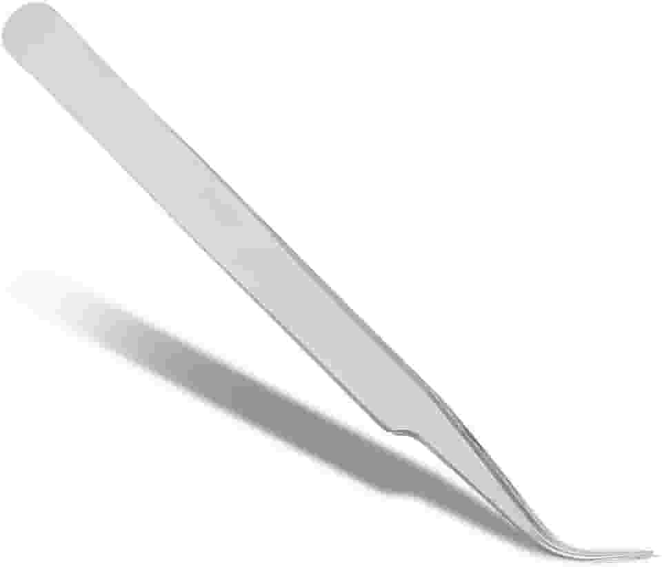 Pinças para extensão de cílios postiços – Pinças de ponta reta e curva, pinças profissionais de precisão de aço inoxidável (curvas)