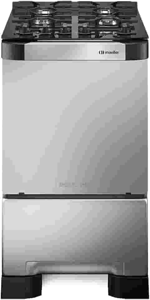 Fogão 4 Bocas Mueller Decorato Vetro Inox Bivolt com Mesa de Vidro