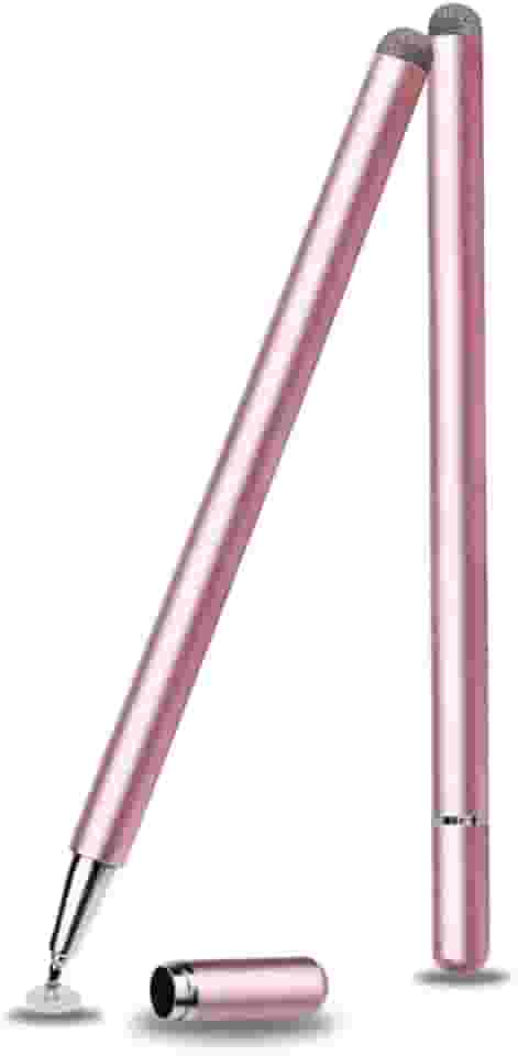 Caneta Stylus Capacitiva 2 em 1 Universal Para Telas Touch Tablets, smartphones e notebooks compatível com Apple, Samsung, Xiaomi, Motorola Sem Bateria, Sem Bluetooth Alta Precisão (ROSA)