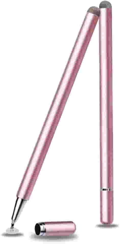 Caneta Stylus Capacitiva 2 em 1 Universal Para Telas Touch Tablets, smartphones e notebooks compatível com Apple, Samsung, Xiaomi, Motorola Sem Bateria, Sem Bluetooth Alta Precisão (ROSA)