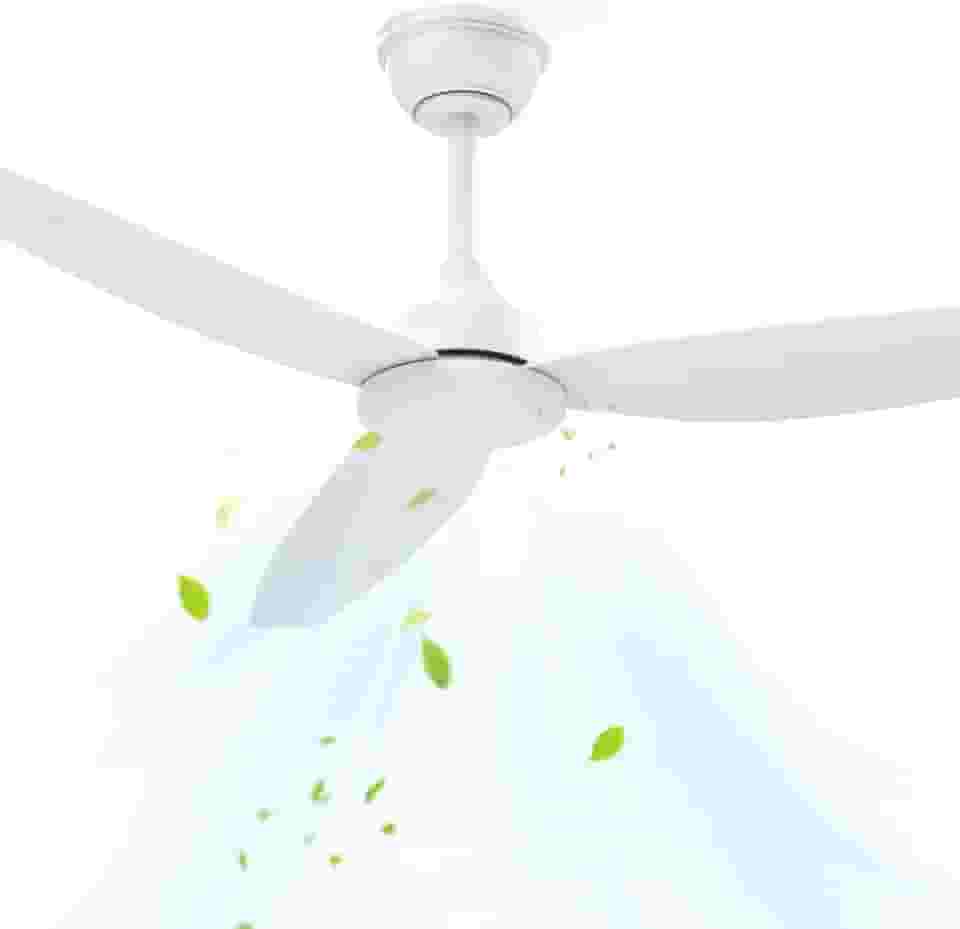 Ventilador de Teto sem lampada, 52 Polegadas, Controle Remoto, 6 Velocidades, Reversível, Ventilador Grande Sem Luz, Branco