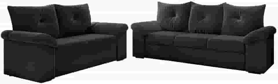 Conjunto de Sofá 2 e 3 Lugares Taurus Veludo Cinza