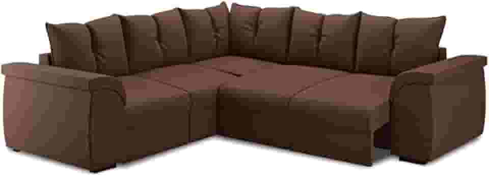 Sofá de Canto 5 Lugares com Retrátil Qatar Suede Marrom