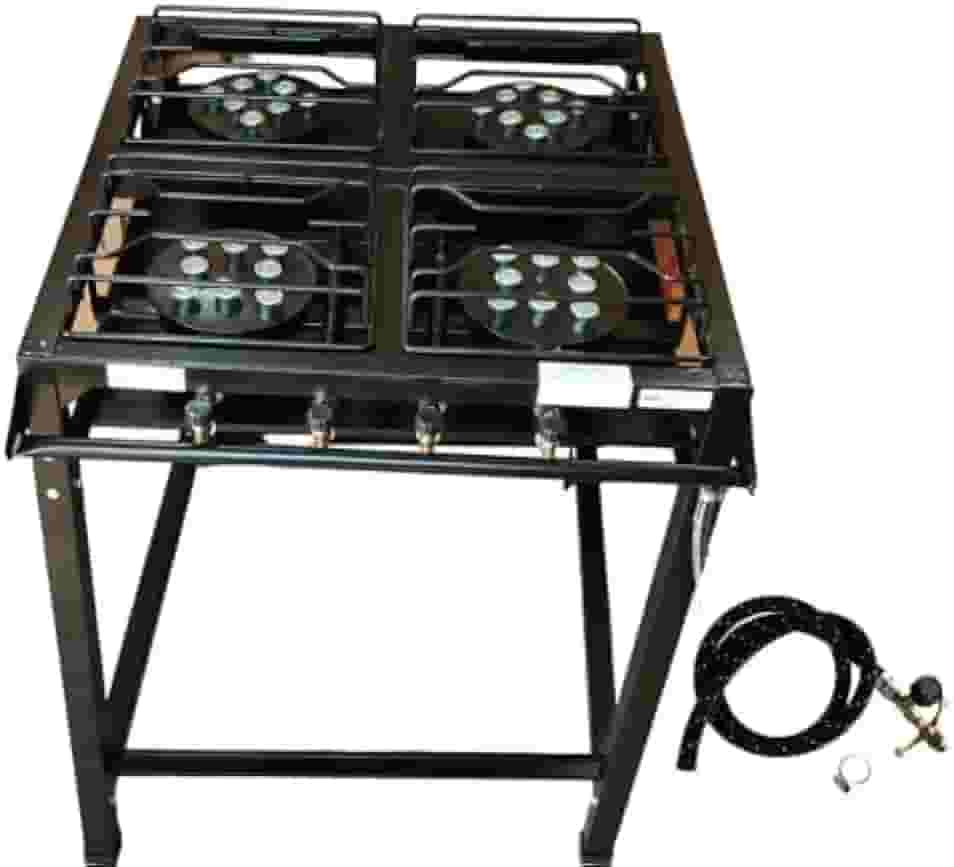 Fogão Industrial 4 Bocas Alta Pressão Preto c/Mang e Reg