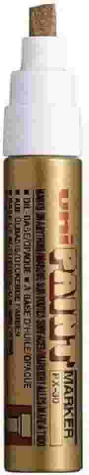 Uni Marcador de tinta colorida, várias superfícies, à base de óleo, opaca para uso externo (ponta dourada de cinzel PX-30)