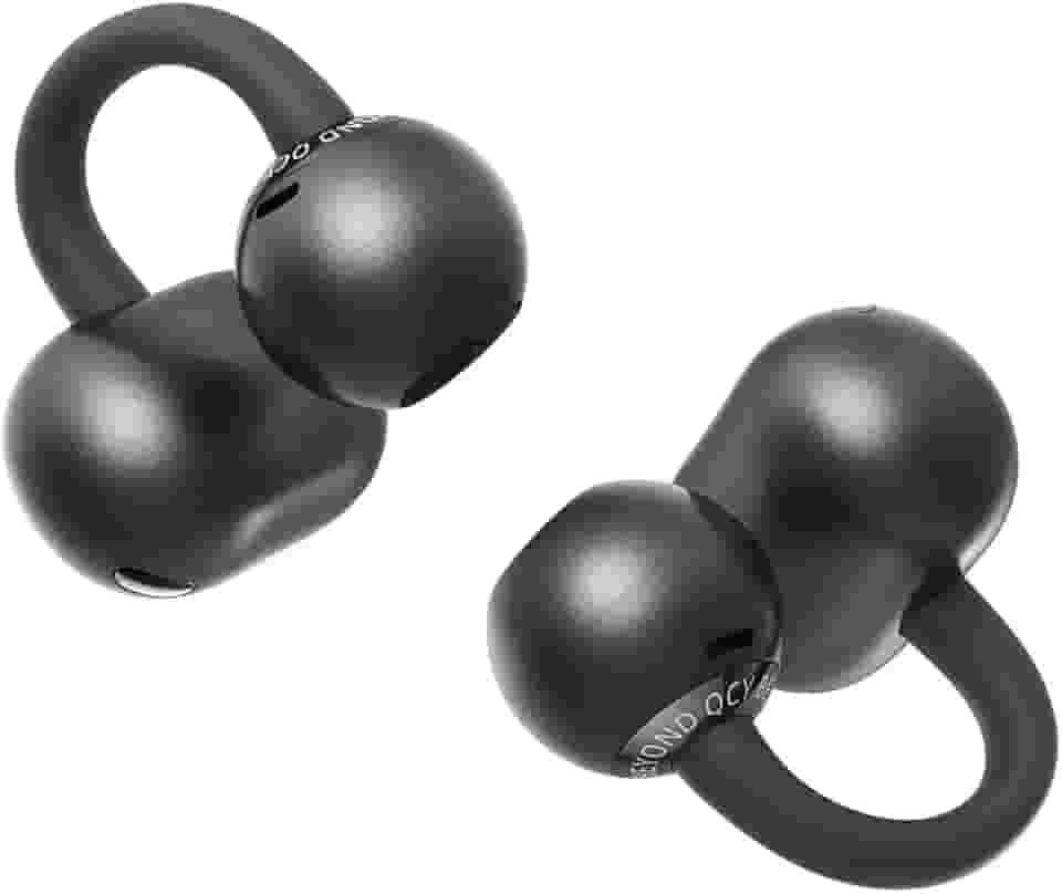 Fone de ouvido sem fio QCY Crossky C50, Bluetooth 6.0, 35 horas de reprodução, leves e confortáveis para usar em corrida/fitness, adequados para orelhas pequenas, à prova d'água IPX5(Preto)