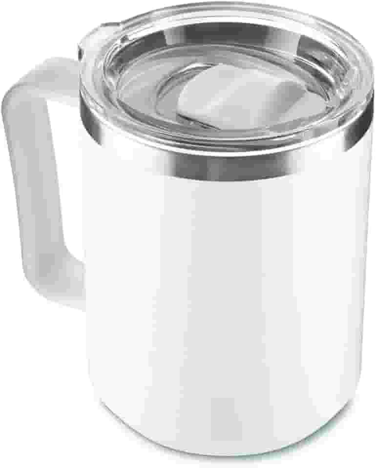 Caneca Térmica Café 450ml com Tampa Aço Inox Parede Dupla Branca