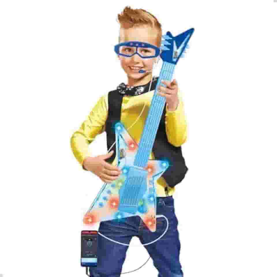 Guitarra de Brinquedo com Microfone e Óculos, Som e Luz, DM TOYS