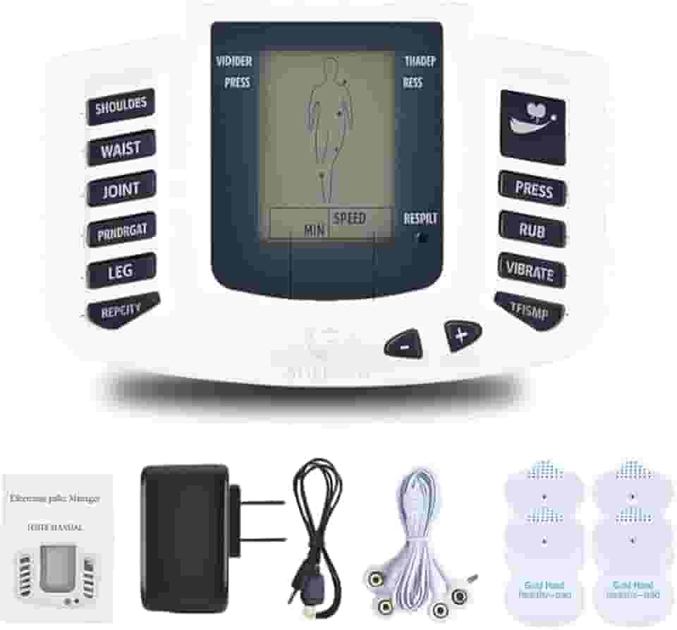 Aparelho Eletroestimulador De Fisioterapia Massageador Elétrico Profissional com Eletrodos Portátil Choque Dor Muscular – Alívio Imediato de Dores Musculares e Estresse, Tensão, Display LCD, Controle de Intensidade, Fisioterapia em Casa