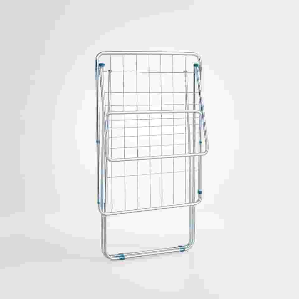 Varal de Chao Maxi Branco 174cm em Aço Dobravel e Compacto Suporta 25Kg de Roupas