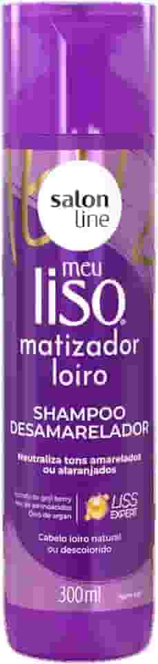Salon Line, Shampoo, Meu Liso, Matizador Loiro, Vegano - Para Cabelos Lisos Naturais, Alisados ou Relaxados, 300 ml