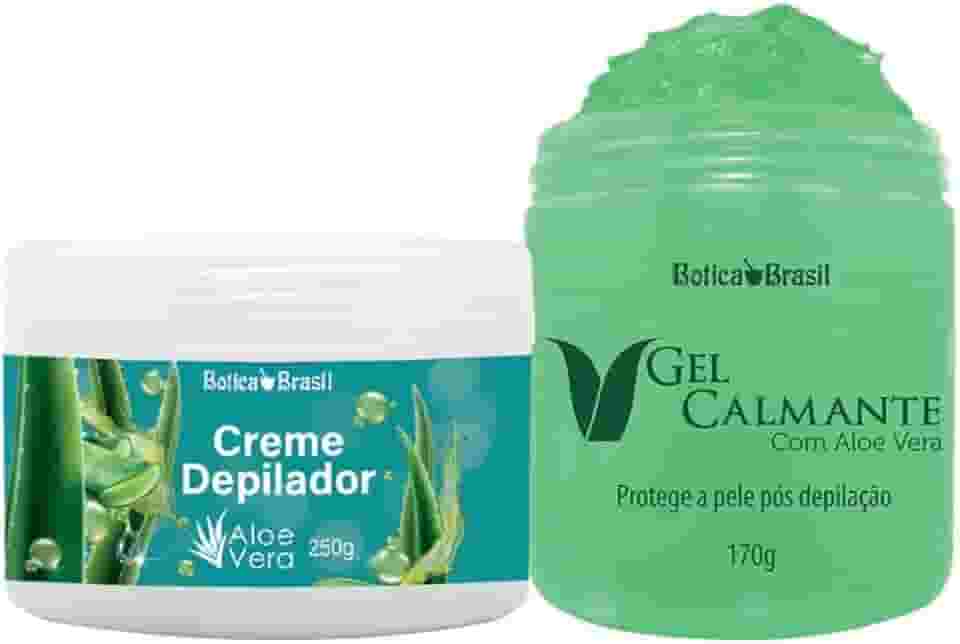Kit Creme Depilador Corpo Aloe Vera 250gr + Gel Calmante Pós Depilação 170gr Sem Dor