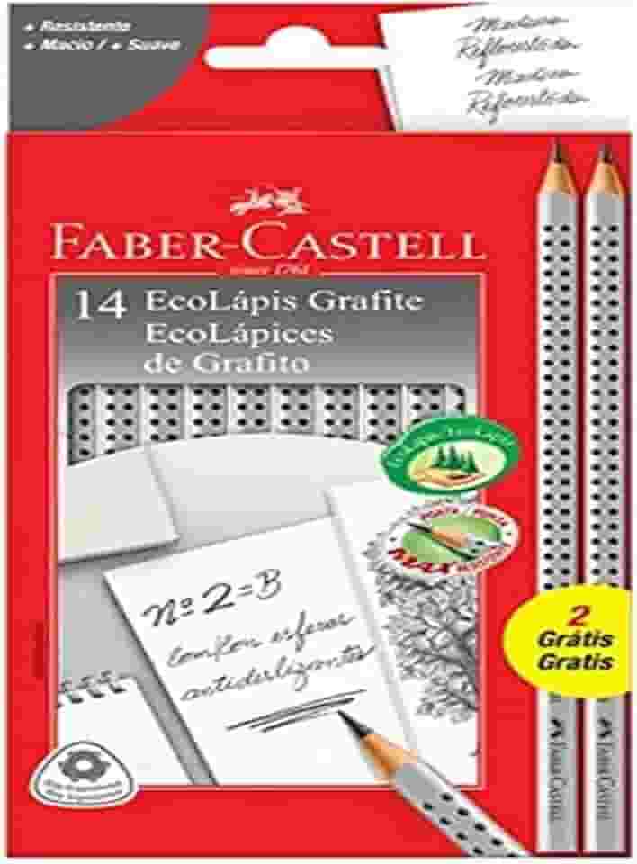 Lápis Grafite, Faber-Castell, 2001B/F, EcoLápis Grip, Cinza, 14 Unidades