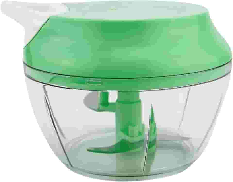 Processador de Alimentos Grande 500ml Triturador Com Três lâminas Em Inox Manual Acionamento Por Corda Retrátil (Verde)