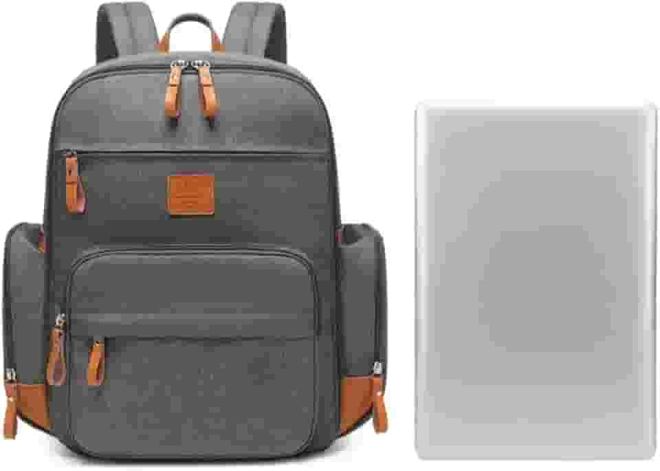 Bolsa mochila Maternity Land modelo GLOW Cinza com trocador