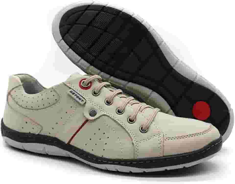 Sapatênis Masculino Couro Legítimo Milano Palmilha de Gel Conforto 5810