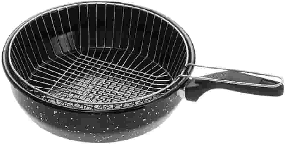 Frigideira Indução Esmaltada Funda 26cm 3,3 litros com cesto para Fritura