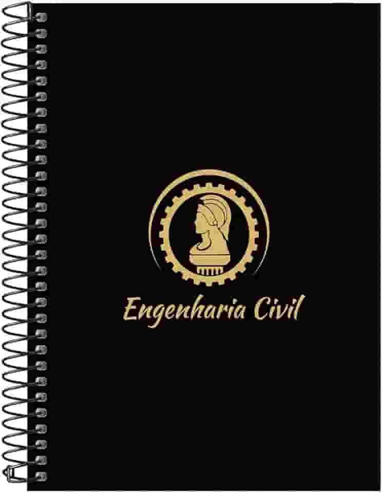 Caderno Colegial 10 Matérias Profissões Engenharia Civil (Preto e Gold)
