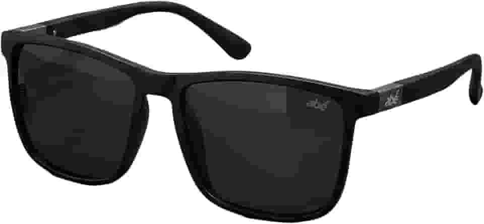 Óculos De Sol Premium Aoni Unissex, Retangular Preto Fosco, Lentes Polarizadas UV400, Acetato E Bambu, Detalhes Metalizados Premium, Marca ABÊ CLUB