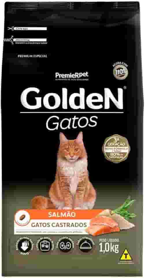 Ração Golden para Gatos Adultos Castrados Sabor Salmão, Premier Pet, 1kg