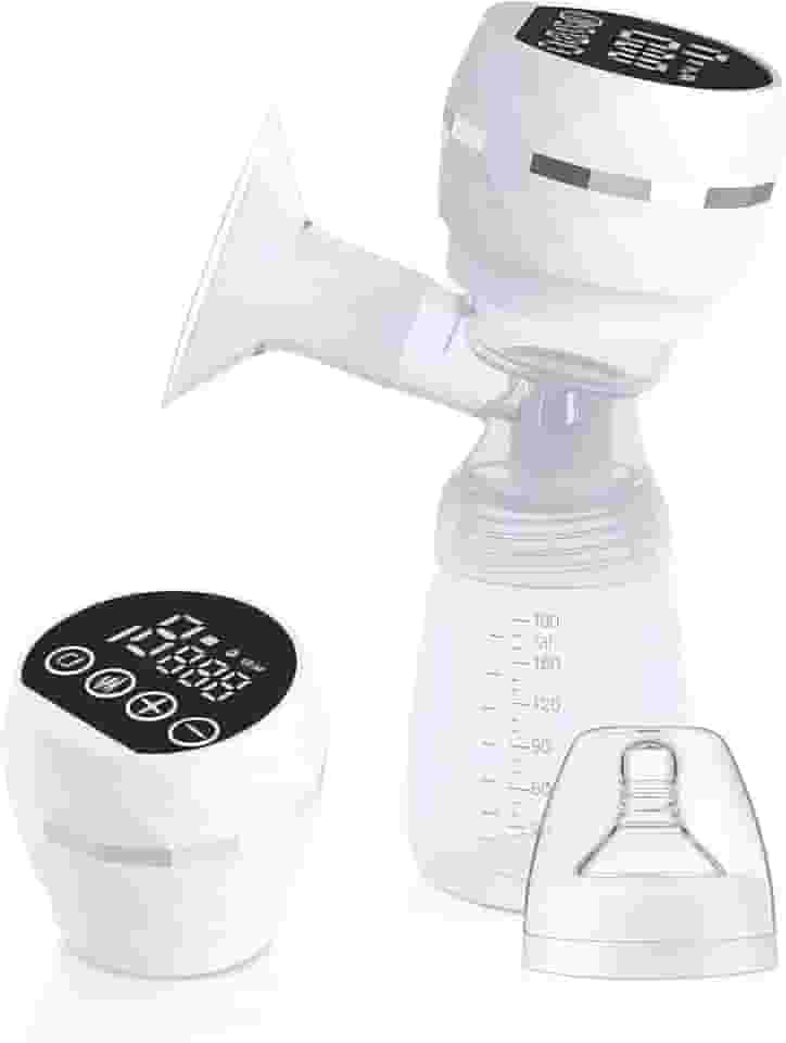 Bomba Tira Leite Materno Elétrica Portátil Recarregável USB – Extratora de leite 9 Níveis de Sucção, Silenciosa, Livre de BPA, com Mamadeira e Cabo Tipo C (Branco)