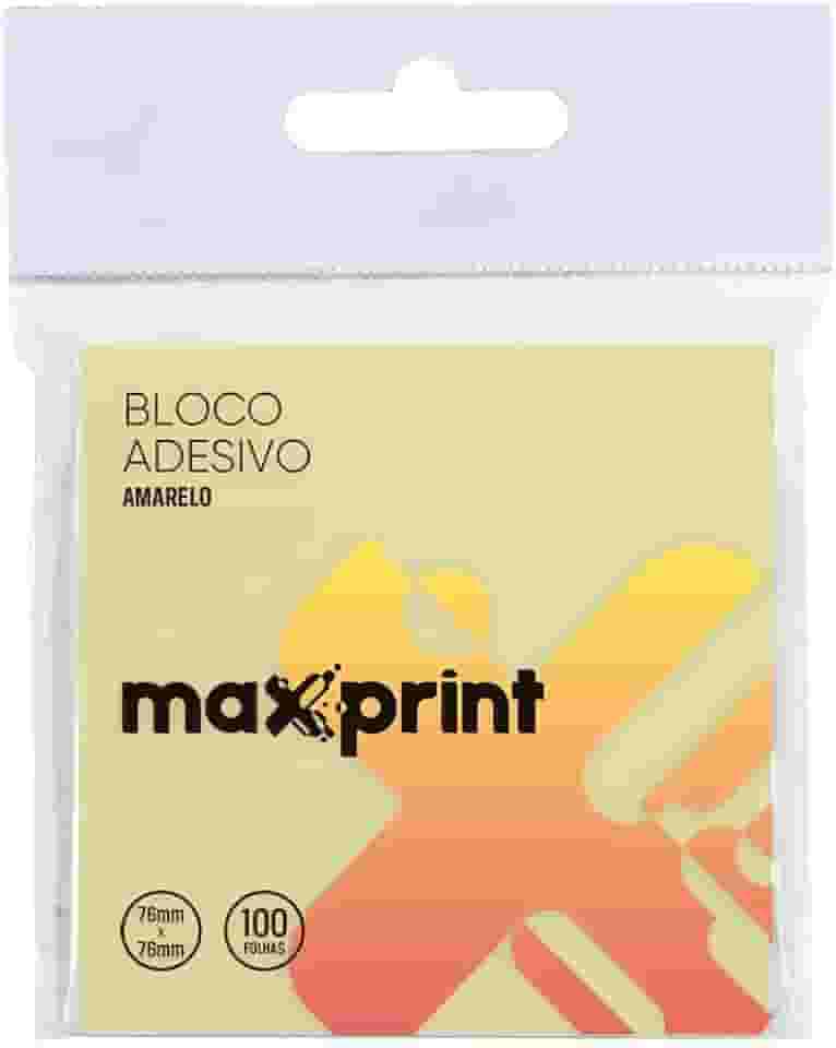 Bloco Adesivo 100 Folhas 76x76mm Amarelo 1 UN Maxprint