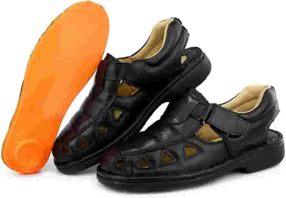 Sandalia Masculina Anti Stress de Couro Palmilha Conforto Preto