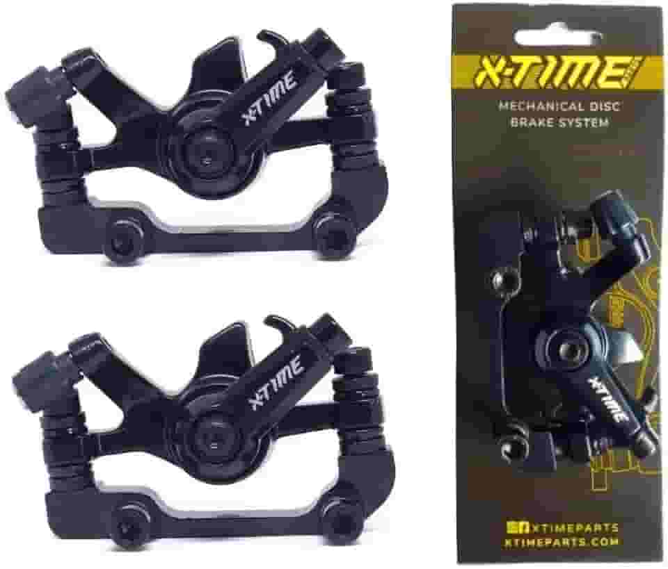 Kit 2 Pinças de Freio Disco Com Pastilhas Dianteira e Traseira Mecânica Bicicleta Mtb X-Time
