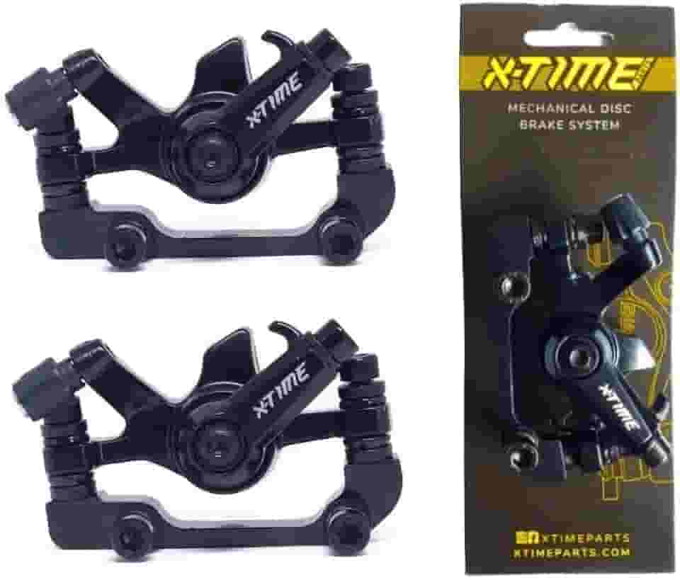 Kit 2 Pinças de Freio Disco Com Pastilhas Dianteira e Traseira Mecânica Bicicleta Mtb X-Time