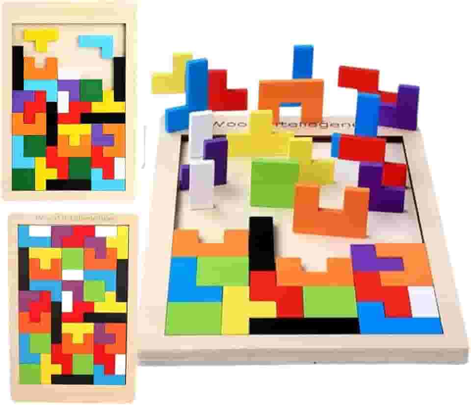 Brinquedo Educativo de Madeira – Quebra-Cabeça Montessori Colorido Infantil, Jogo de Raciocínio Lógico, Encaixe de Peças, Coordenação Motora e Foco – Tabuleiro Puzzle Didático 5 6 7 8 9 anos