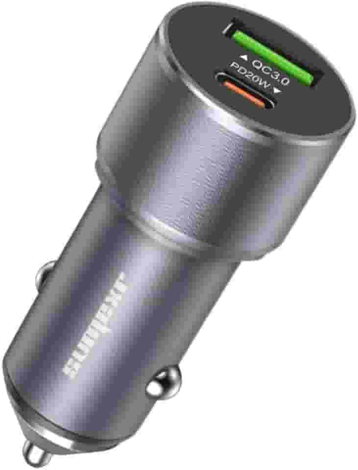 Carregador Veicular Turbo Entrada Dupla 38W PD + QC 3.0 Para Celular Iphone Samsung Xiaomi