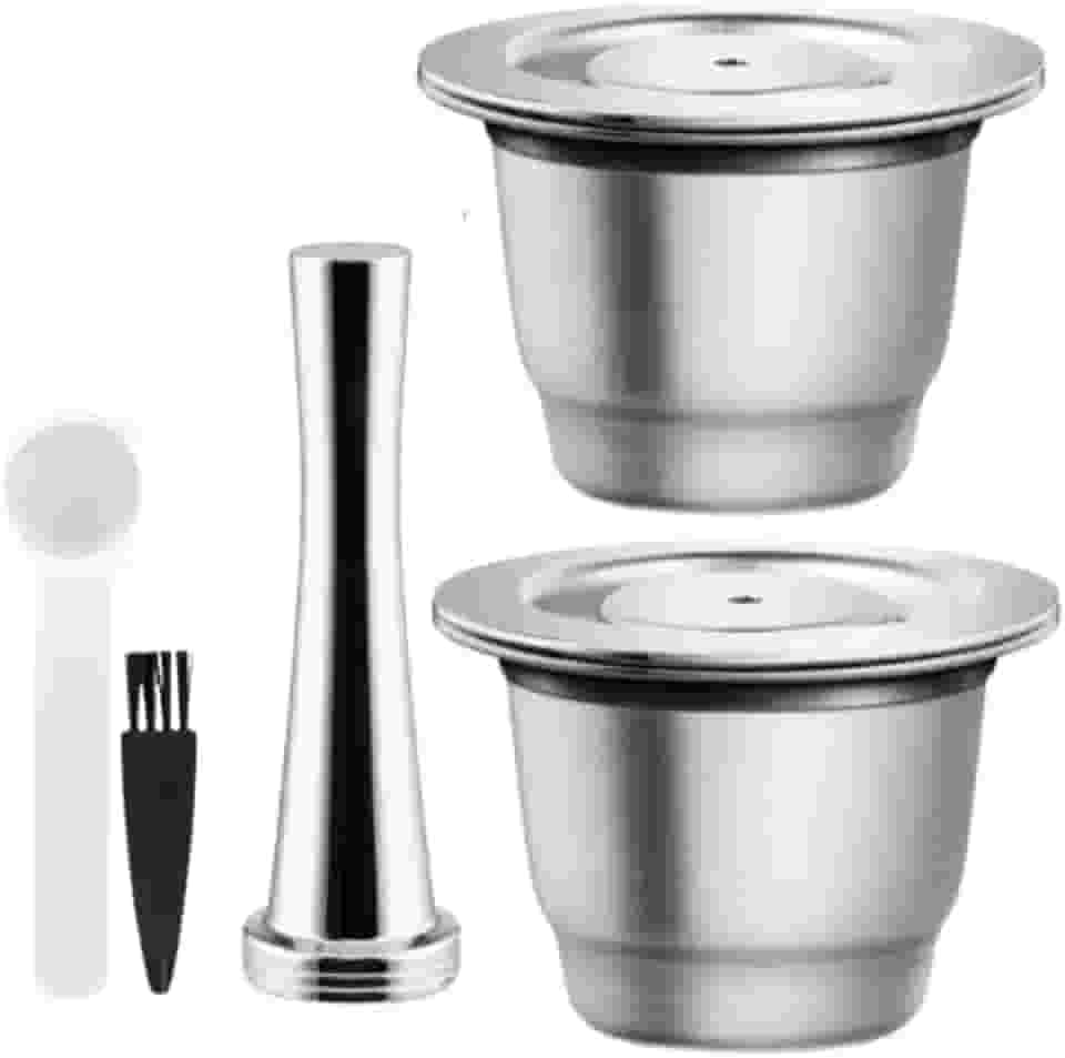 Cápsula Inox Reutilizável Kit 02 cápsula espresso + 1 Tamper, Cápsulas de café recarregáveis de aço inoxidável compativel com cafeteira - CITIZ C112 - CREATISTA PLUS - ESSENZA MINI C30 - INISSIA C40