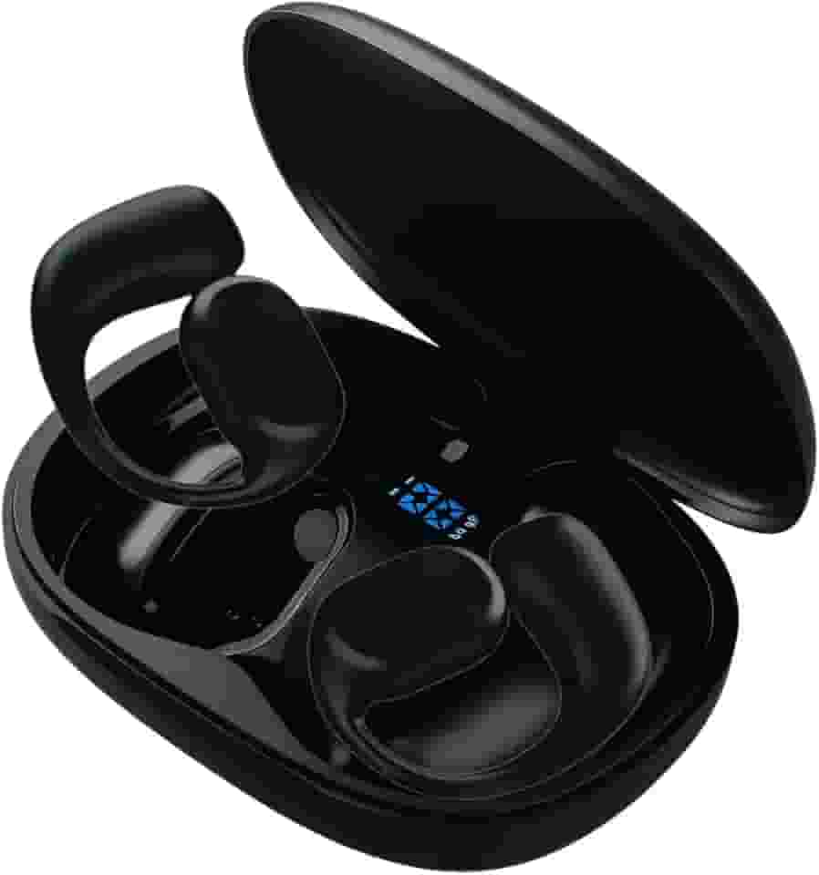 Fone de Ouvido Bluetooth 5.3 Esportivo Compativel com Android e IOS com Alça de Orelha – Bateria Potente, Leve e Confortável, Resistente ao Suor, Ideal para Corridas/Treinos eTrabalho (Preto)