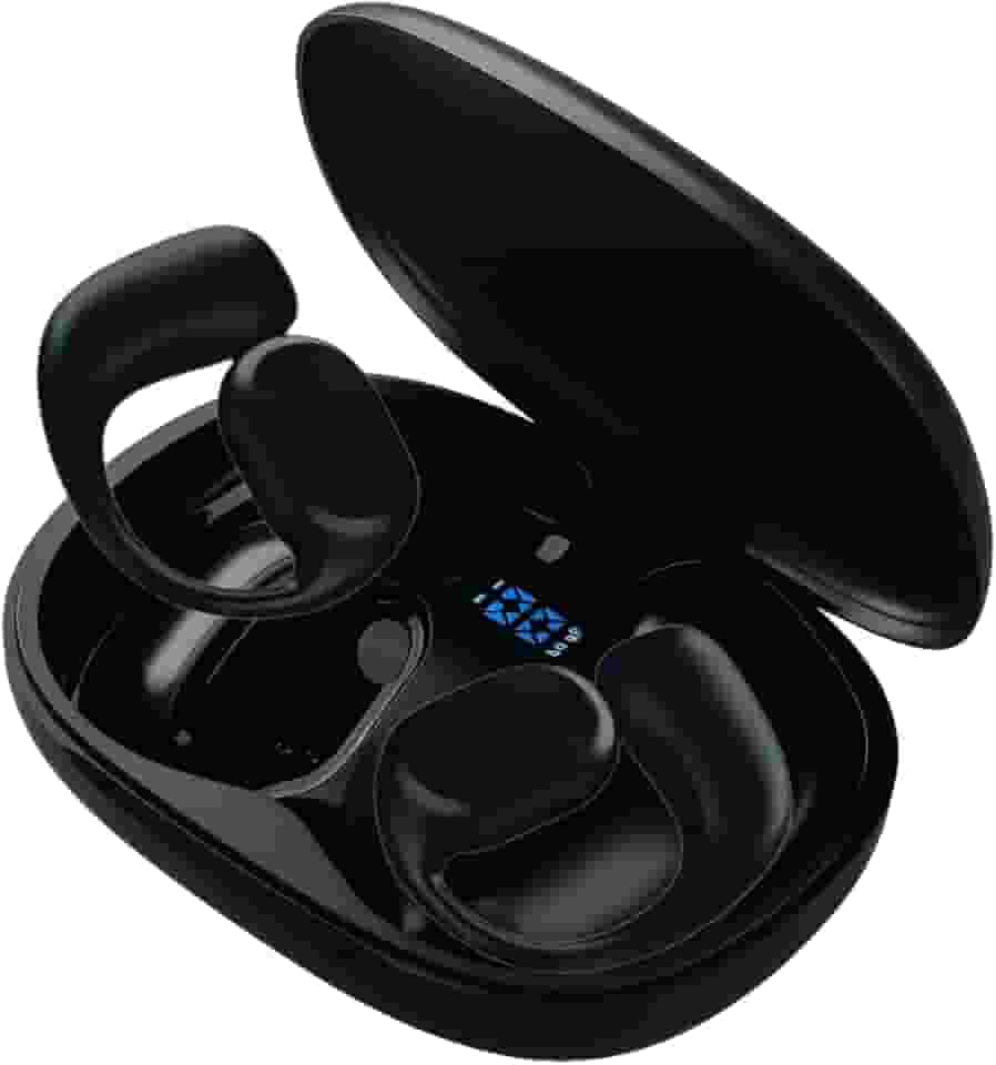 Fone de Ouvido Bluetooth 5.3 Esportivo Compativel com Android e IOS com Alça de Orelha – Bateria Potente, Leve e Confortável, Resistente ao Suor, Ideal para Corridas/Treinos eTrabalho (Preto)