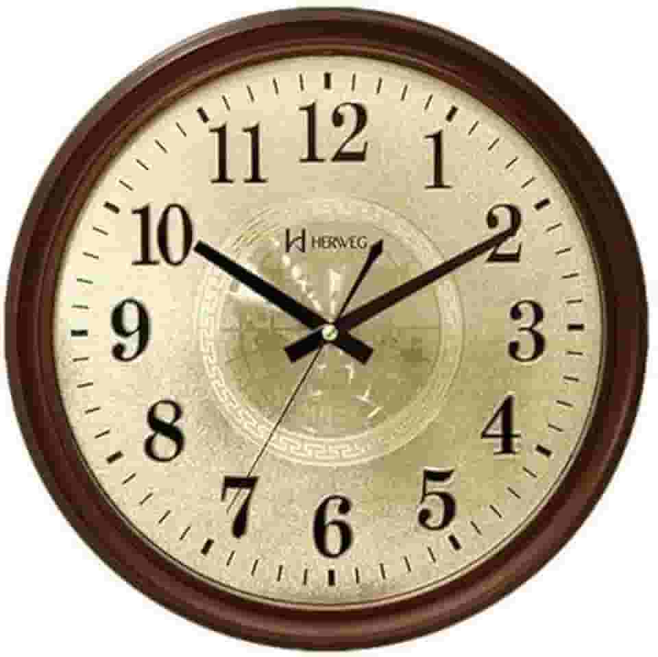 Relógio Parede Marrom Retrô 35 Cm Silencioso Herweg