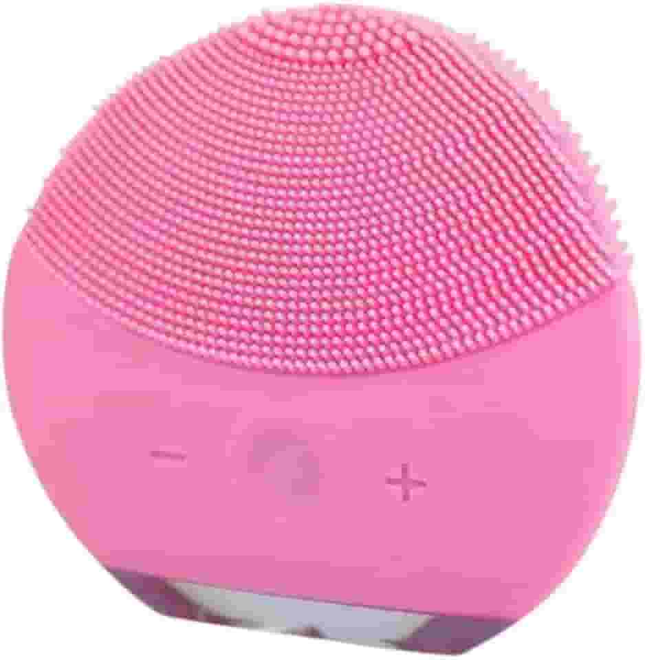 Esponja Elétrica de Limpeza Facial com Cerdas de Silicone e Função Massageadora - Portátil e Recarregável para Cuidados da Pele (Rosa)