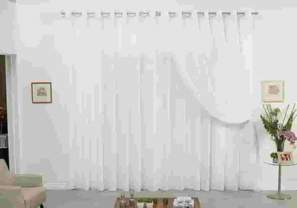 Cortina De Varão Voil Duplo Branco 3,00x2,80 Sala Quarto