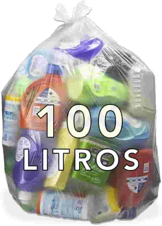 Saco De Lixo 100 Litros Transparente 70x90cm 3,5 Micras Coleta Seletiva Com 100 Unidades - DNAC