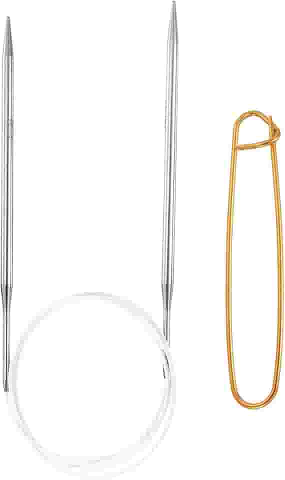 Generic Agulhas de tricô circulares de aço inoxidável de 101,6 cm, agulhas de tricô de 8/5 mm, 15 cm com suporte de ponto de tricô para tricô rápido, ponta a ponta, cachecóis, colares