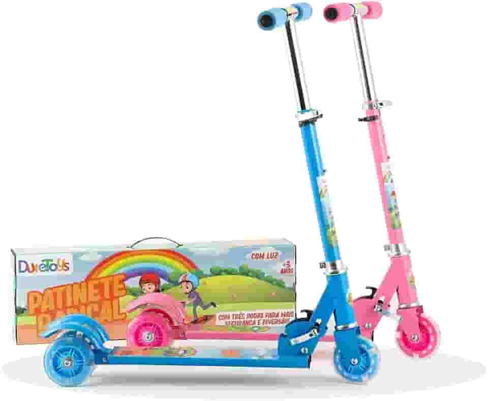 Patinete Infantil Radical 3 Rodas com LED Dobrável e Altura Ajustável Até 50 Kg