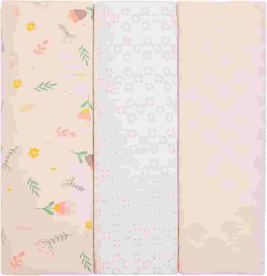 Kit 3 Cueiros Flanelados Dupla Face 100% Algodão – Estampados, Macios, Confortáveis p/Bebê, 80x50cm (Tulipa)