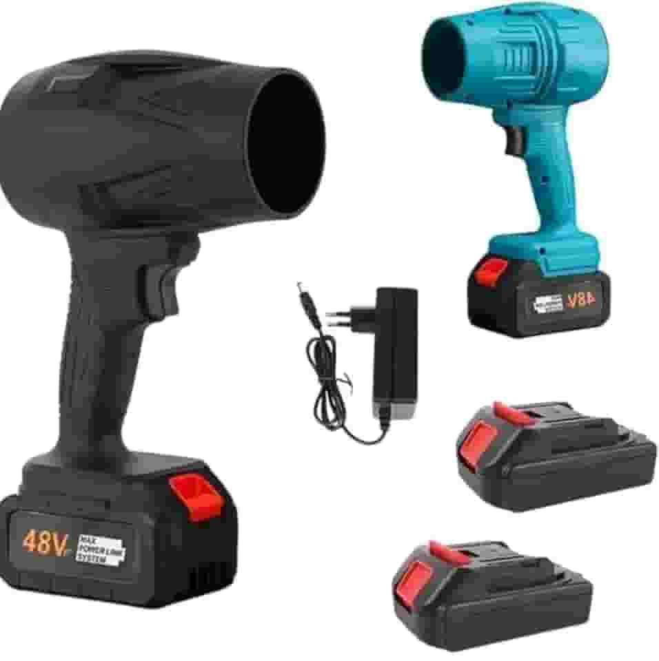 Soprador de Folhas Sem Fio 48V, Bateria de Lítio com Carregador, Turbo Portátil